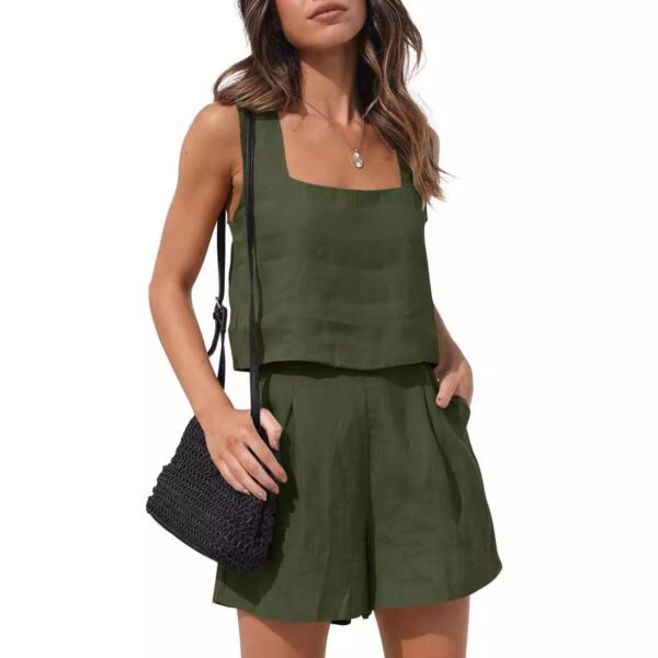 Casual Linen Shorts & Sleeveless Top Set - Image 18