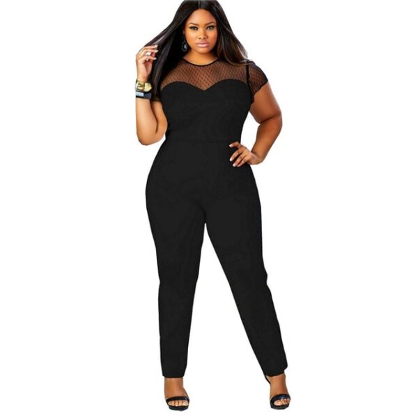 Big Size Patchwork Lace Jumpsuit – Women Summer Office