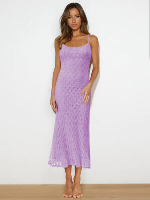 Lace jacquard spaghetti strap long dress