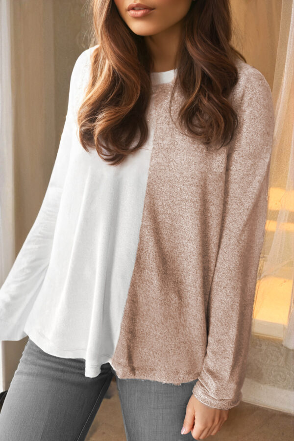Classic Crew Neck Top with Contemporary Colorblock