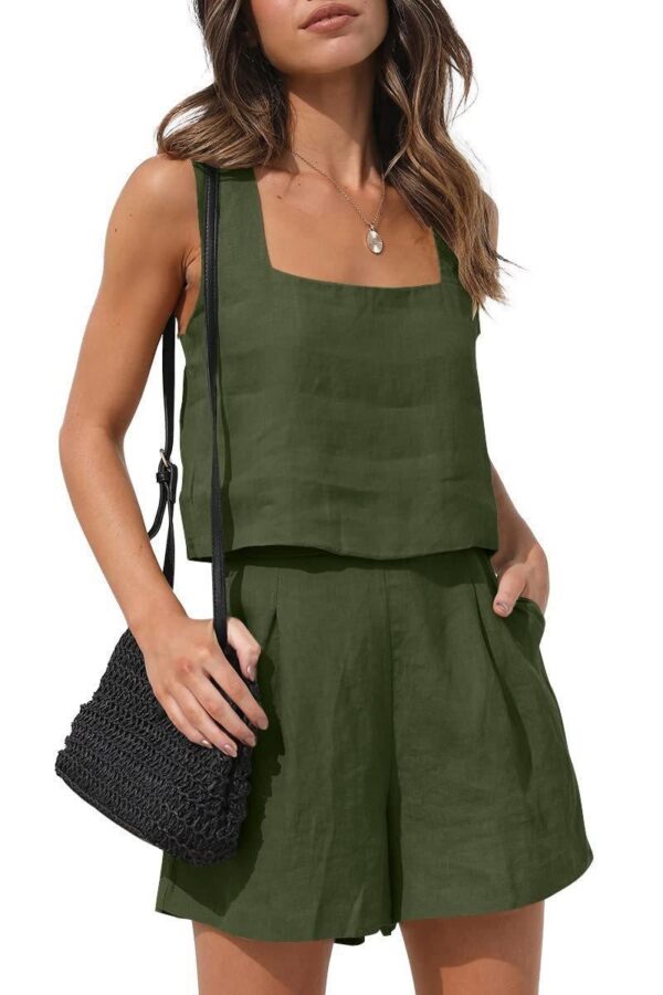 Casual Linen Shorts & Sleeveless Top Set - Image 15
