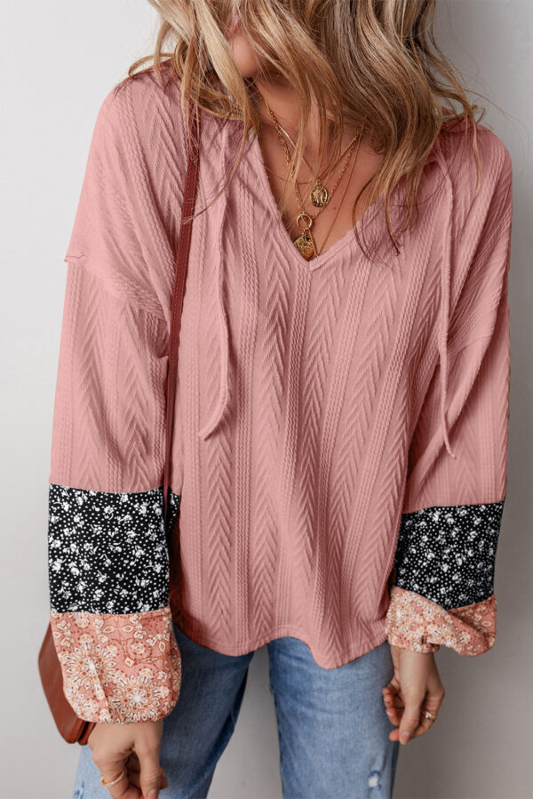 Knit Floral Patchwork Shift Blouse for Women