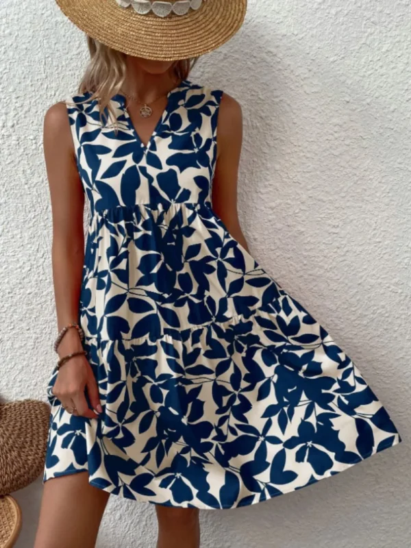 Versatile sleeveless printed dress
