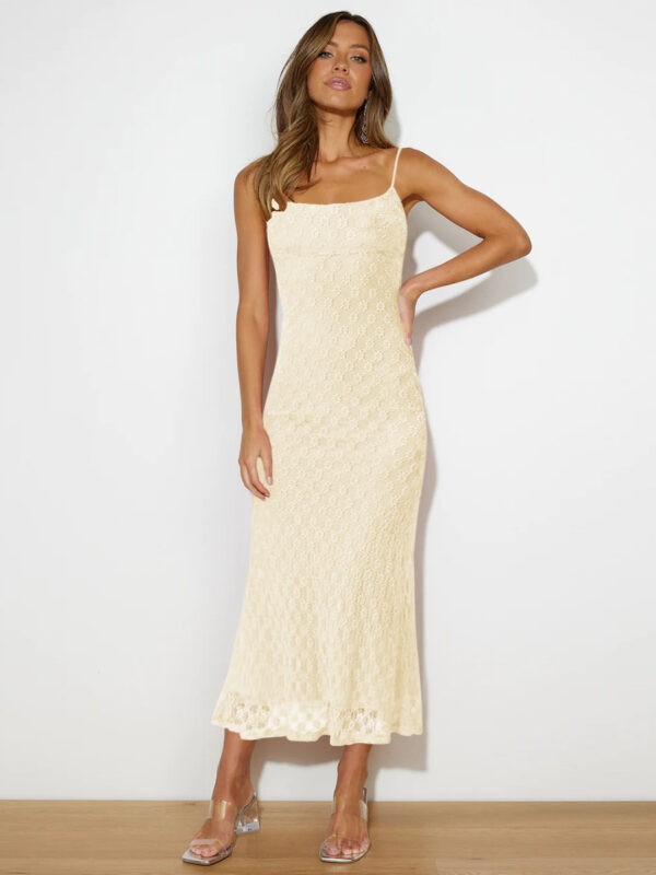 Formal lace jacquard slim fit dress