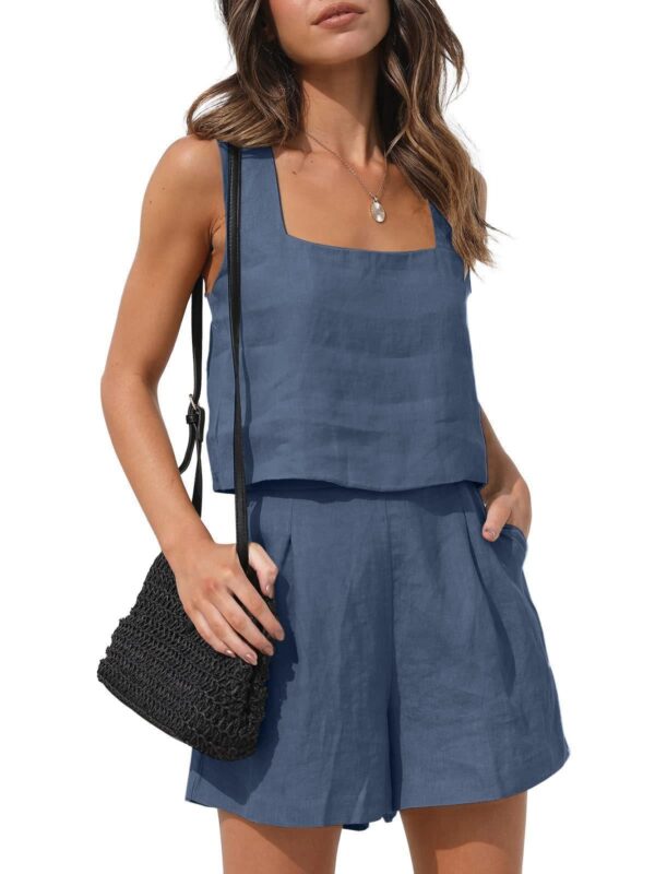 Casual Linen Shorts & Sleeveless Top Set - Image 11