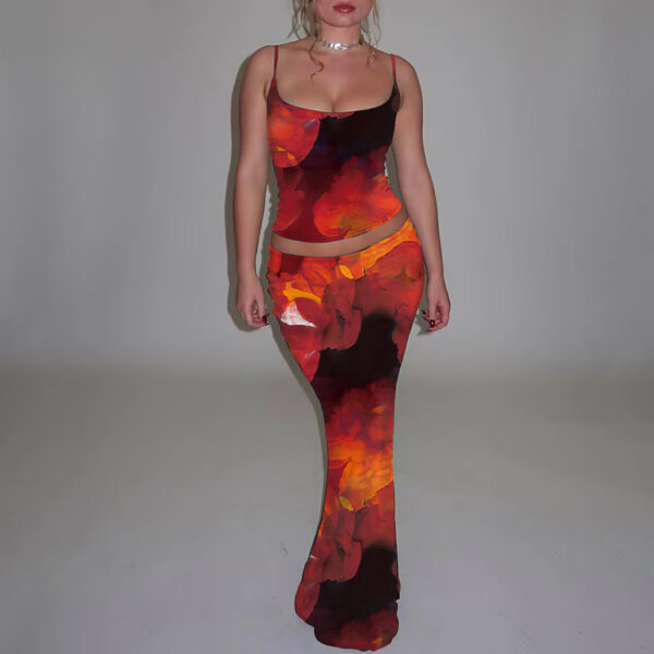 Floral strapless two-piece set women