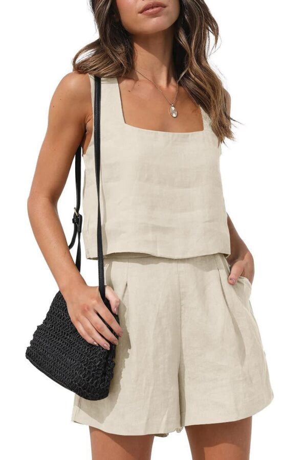 Casual Linen Shorts & Sleeveless Top Set - Image 16