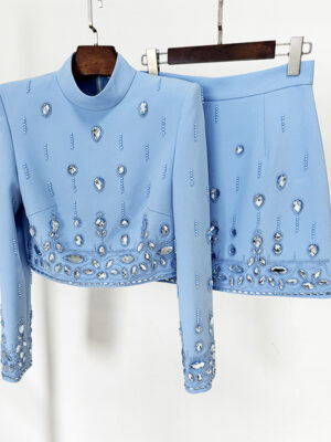 Long sleeve crop top with diamonds