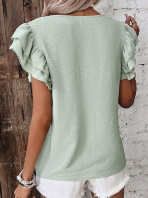 Sheath Silhouette Short Sleeve Blouse for Women