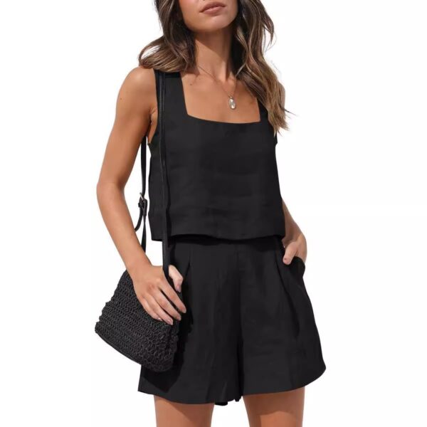 Casual Linen Shorts & Sleeveless Top Set - Image 19