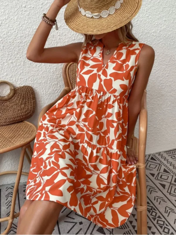 Lightweight polyester printed mini dress