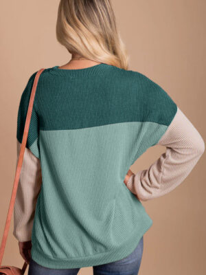 Color Block Tunic Length Loose Top