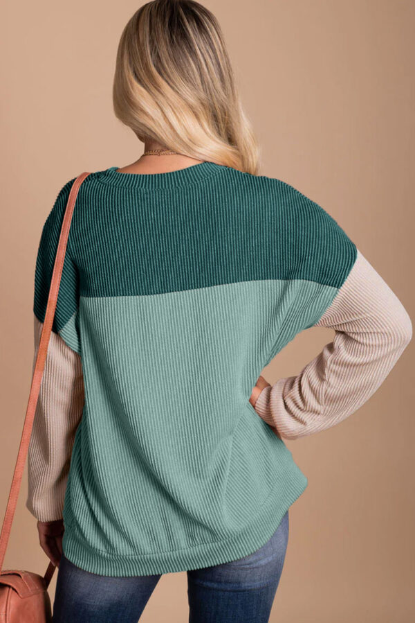 Color Block Tunic Length Loose Top