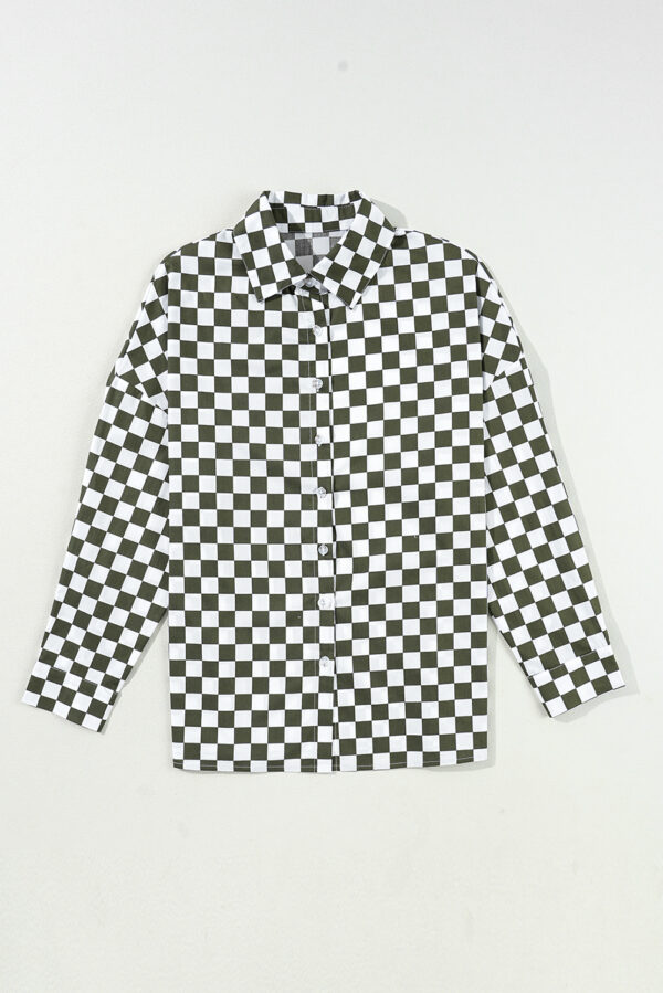 Loose fit cotton shirt with checkerboard design