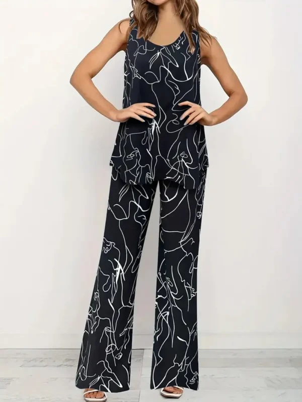 Abstract Print Tank and Pants Two-Piece Outfit - Image 2