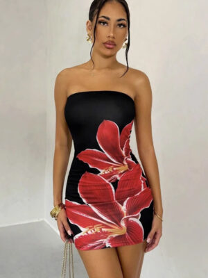 Sleeveless floral short dress