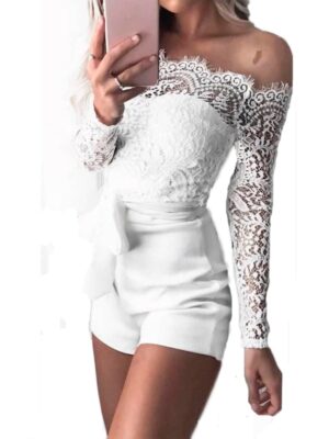 Off shoulder lace playsuit