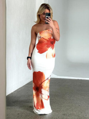One-Shoulder Strapless Mid-Waist Dress