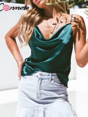 Spaghetti Strap Satin Backless Top