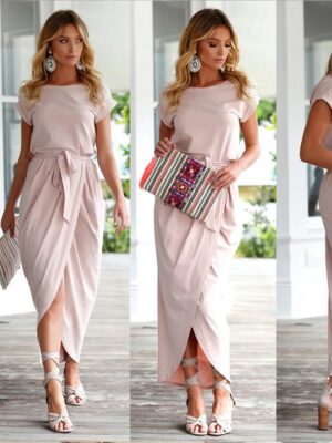 Short Sleeve Maxi Boho Dress free shipping