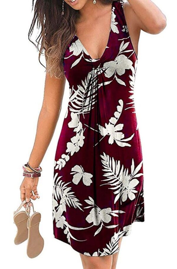 V-Neck Print A-Line Dress for Women