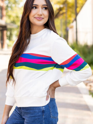 Colorful Striped Long Sleeve T-Shirt – Relaxed Fit