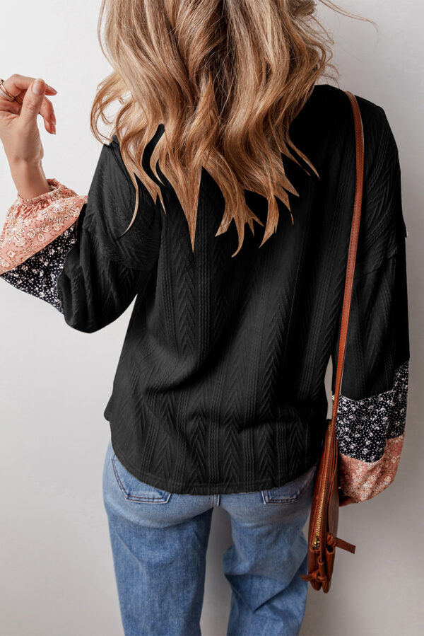 Women’s Casual Patchwork V Neck Blouse