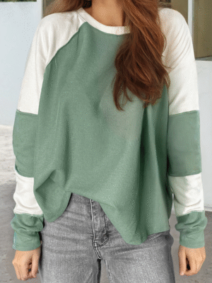 Mint Green Colorblock Raglan Top
