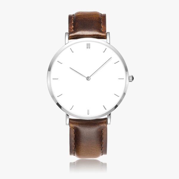 Black leather quartz watch