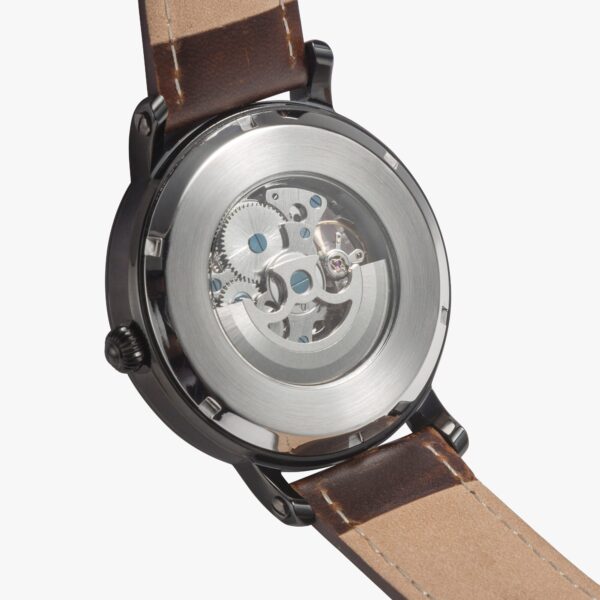 Wrist shot showing personalized unisex automatic watch