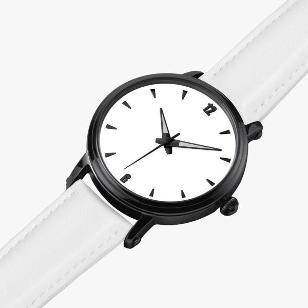 Top view of black automatic watch with custom dial