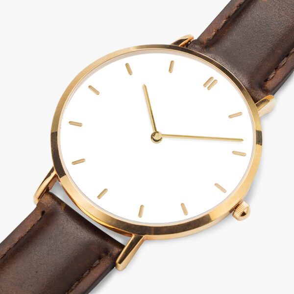 Unisex rose gold quartz watch on wrist