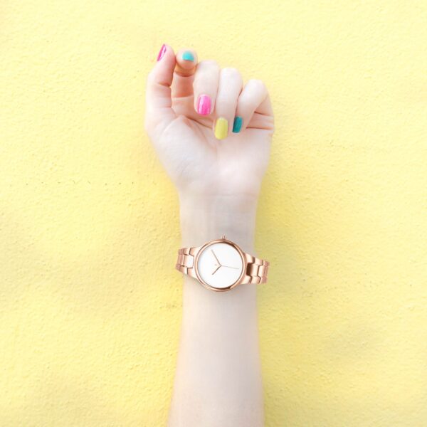 elegant stainless steel watch side view