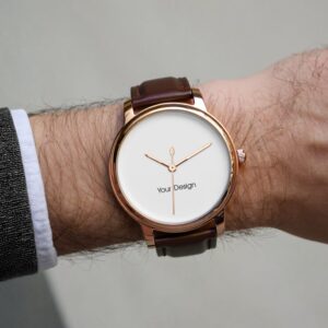 customizable leather strap quartz watch