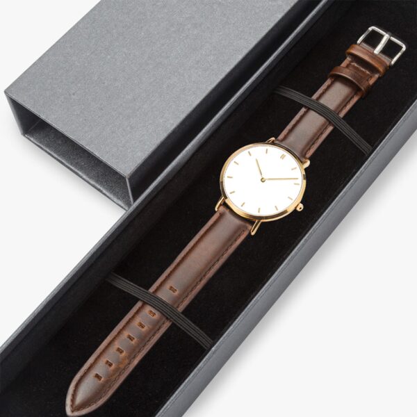 Rose gold watch with indicator dial