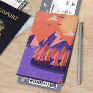 Travel Passport Cover with Adventure Mountaineer Design